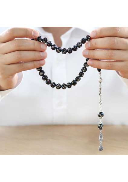 925 Ayar Gümüş Kral Zincir Püsküllü Gümüş Firuze Mercan Işlemeli Küre Kesim Erzurum Oltu Taşı Tesbih modelleri