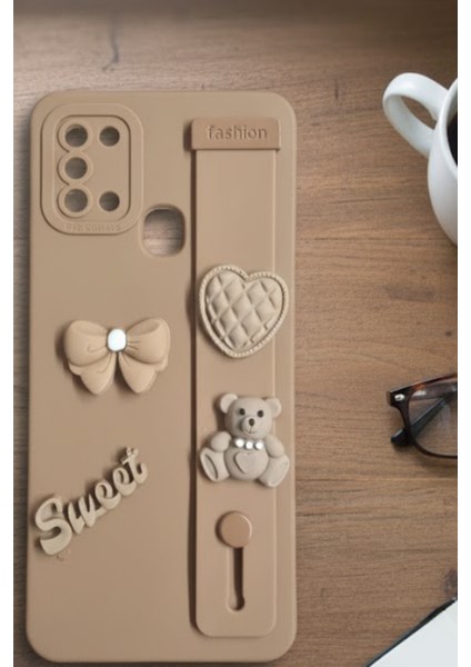 Samsung Galaxy A21S Uyumlu Kılıf Kahverengi Renk 3D Figürlü Darbe Emici Yumuşak Silikon Kapak modelleri