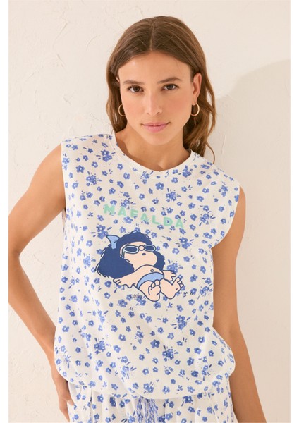 Malfada Baskılı Kolsuz Şortlu Pijama Takımı fırsatları