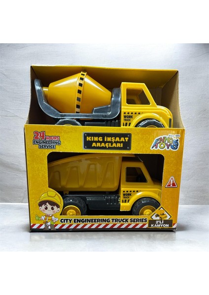King Ikili Inşaat Seti Kamyon ve Buldozer modelleri