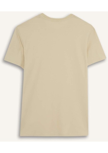%100 Pamuk Regular Fit Bisiklet Yaka Kısa Kollu Ağır Kumaş Tişört E2589AX25SM