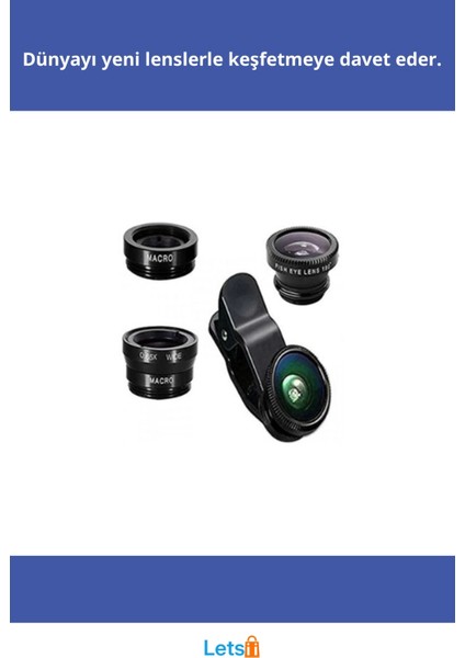 3'lü Balık Gözü Geniş Açı Lens Seti fiyatları