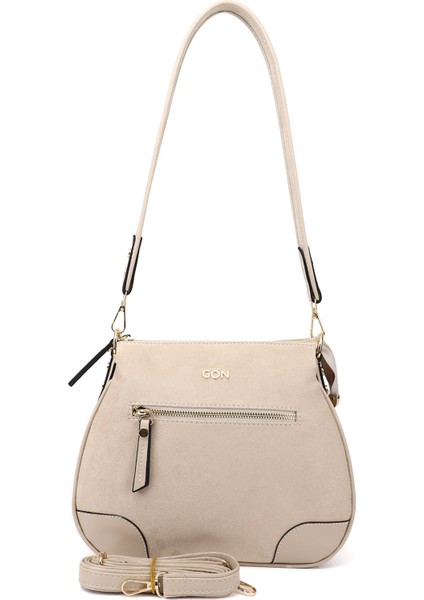 Kadın Bej Süet Uzun Askılı Omuz Çantası