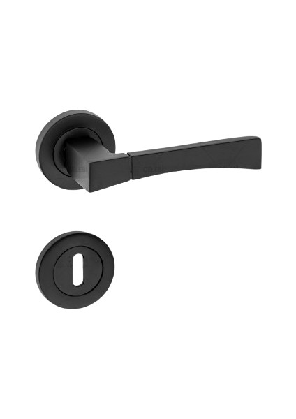 Viktorya Kol Yuvarlak Rozetli Siyah Oda Kapı Kolu