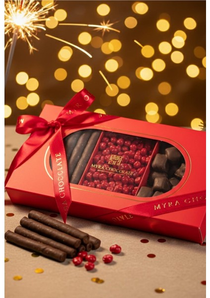 3 Çeşitli Böğürtlen Aromalı, Bitter Çikolatalı, Vanilyalı Lokumlu Kokteyl Çikolata 420GR modelleri