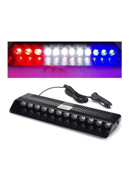 S12 9 Ledli Vantuzlu Kırmızı- Mavi Polis Çakar LED 12V