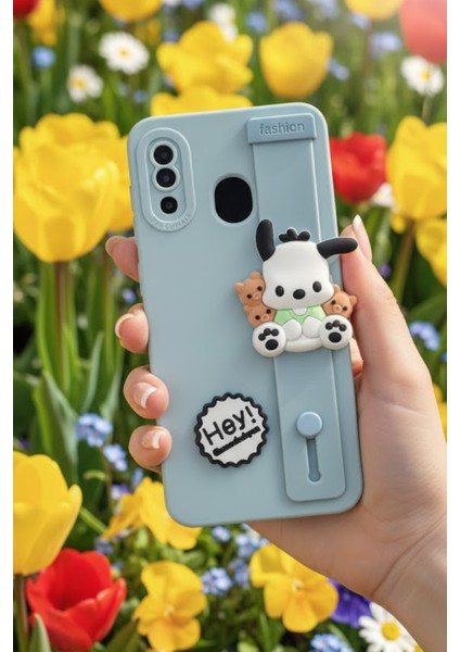 Samsung Galaxy A20 Uyumlu Kılıf Mavi Renk 3D Figürlü Darbe Emici Yumuşak Silikon Kapak