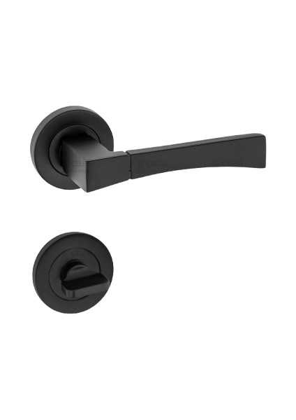 Viktorya Kol Yuvarlak Rozetli Siyah Wc Kapı Kolu