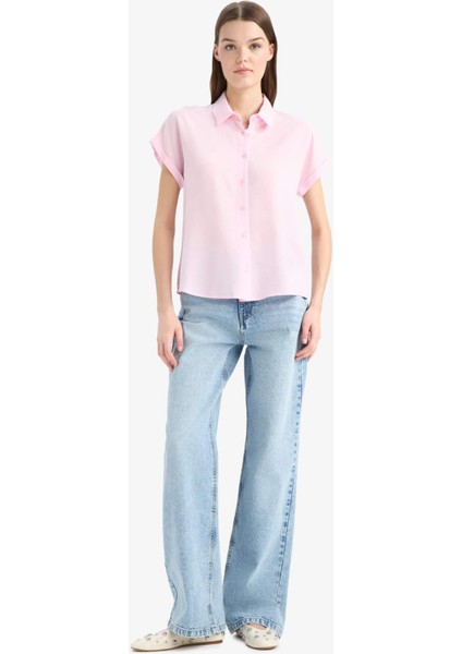 Regular Fit Basic Düz Viskon Kısa Kollu Gömlek N7819AZ25SP