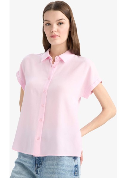 Regular Fit Basic Düz Viskon Kısa Kollu Gömlek N7819AZ25SP