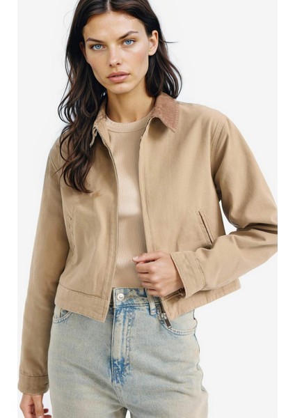 Regular Fit Kontrast Yakalı Cepli Pamuklu Ceket Mont E6260AX25SP