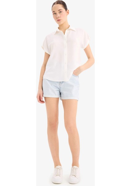 Regular Fit Basic Düz Viskon Kısa Kollu Gömlek N7819AZ25SP