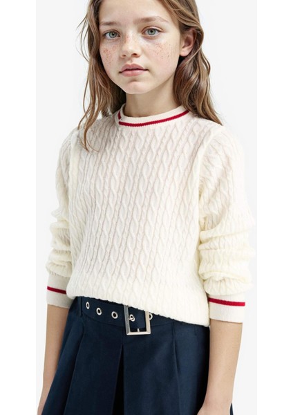 Kız Çocuk Standart Fit Bisiklet Yaka Triko Kazak E7740A825AU