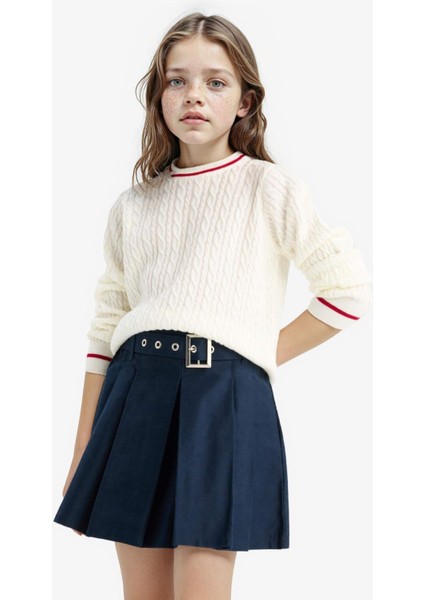 Kız Çocuk Standart Fit Bisiklet Yaka Triko Kazak E7740A825AU