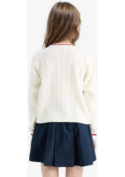 Kız Çocuk Standart Fit Bisiklet Yaka Triko Kazak E7740A825AU