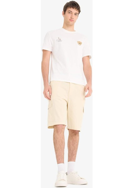 %100 Pamuk Regular Kargo Cepli Bermuda Şort