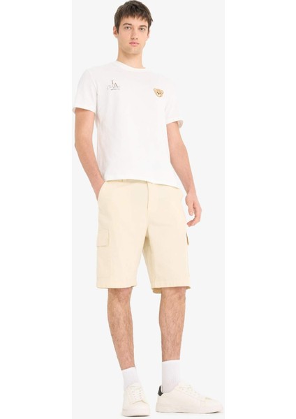 %100 Pamuk Regular Kargo Cepli Bermuda Şort
