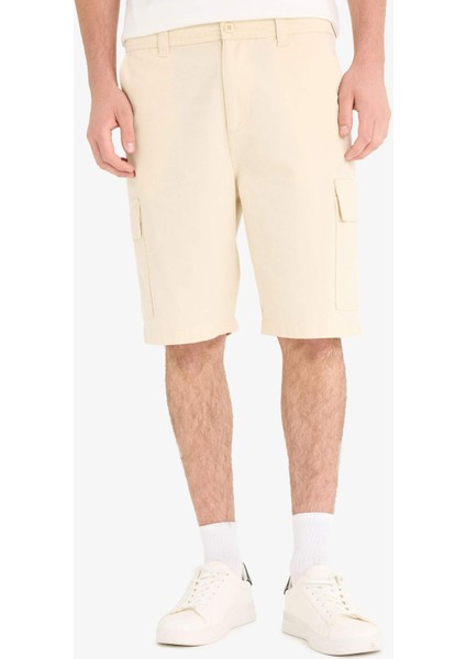 %100 Pamuk Regular Kargo Cepli Bermuda Şort