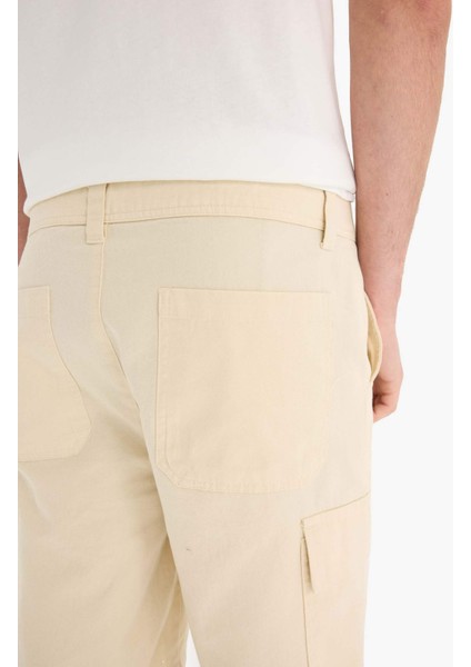 %100 Pamuk Regular Kargo Cepli Bermuda Şort