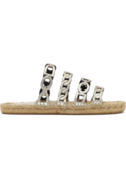 Kadın Altın Metalik Deri Terlik 25SFD206132