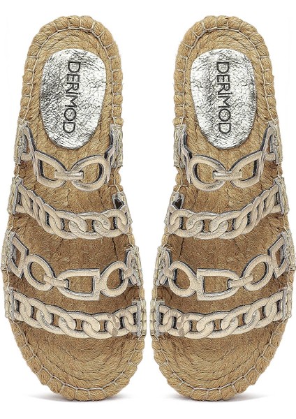 Kadın Altın Metalik Deri Terlik 25SFD206132