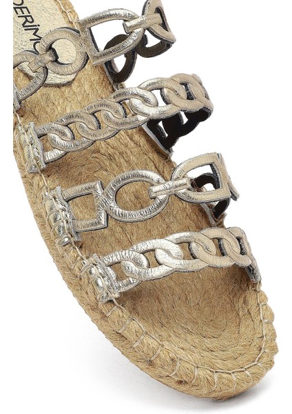 Kadın Altın Metalik Deri Terlik 25SFD206132