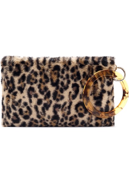 Kadın Leopar Zincir Askılı Peluş Portföy Çanta 25WBD2206PH modelleri