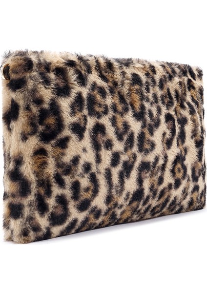 Kadın Leopar Zincir Askılı Peluş Portföy Çanta 25WBD2206PH