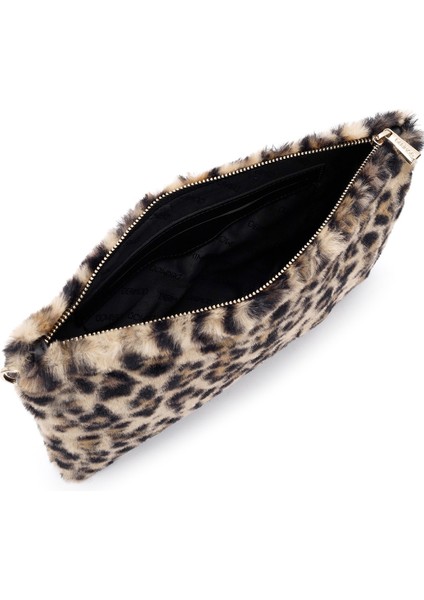 Kadın Leopar Zincir Askılı Peluş Portföy Çanta 25WBD2206PH