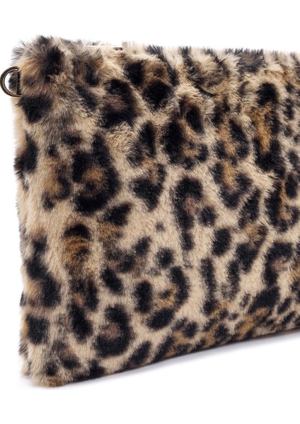 Kadın Leopar Zincir Askılı Peluş Portföy Çanta 25WBD2206PH