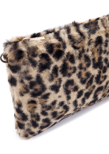 Kadın Leopar Zincir Askılı Peluş Portföy Çanta 25WBD2206PH