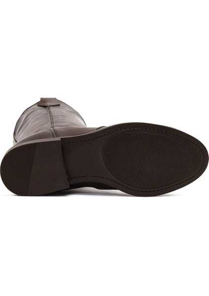 Kadın Kahverengi Deri Kovboy Çizme 25WFD188718