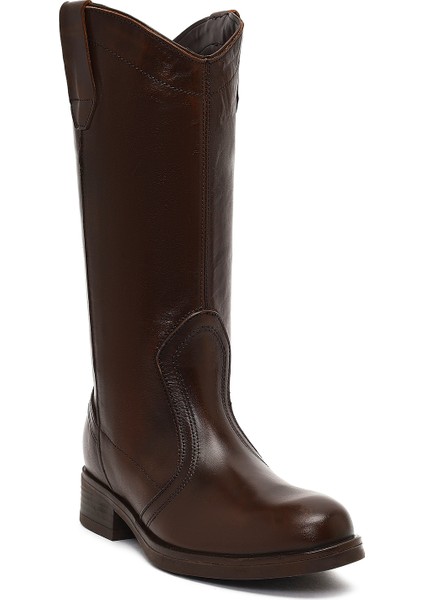 Kadın Kahverengi Deri Kovboy Çizme 25WFD188718