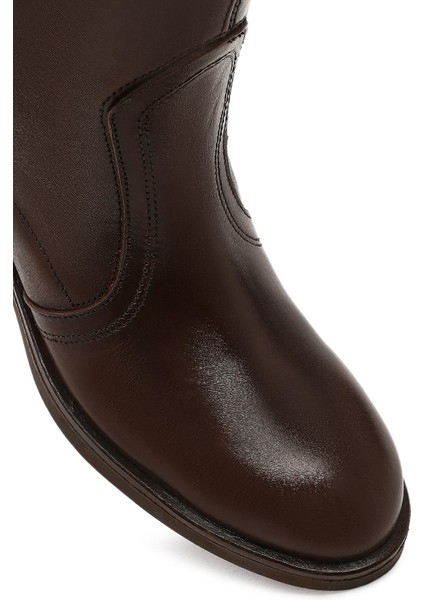 Kadın Kahverengi Deri Kovboy Çizme 25WFD188718