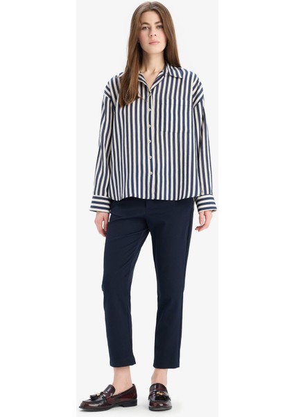 Oversize Geniş Kalıp Çizgili Uzun Kollu Gömlek