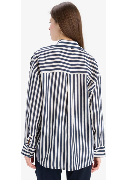 Oversize Geniş Kalıp Çizgili Uzun Kollu Gömlek