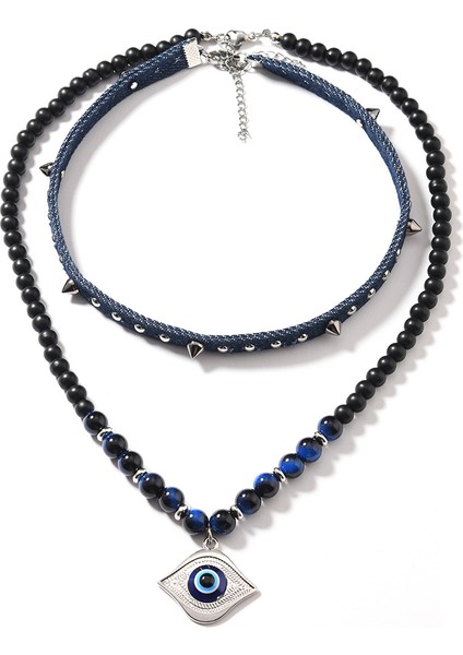 2 Adet Şeytanın Gözü Istiflenmiş Kovboy Kolye (Yurt Dışından)