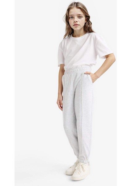 Kız Çocuk Beli Lastikli Basic Düz Okul Jogger Eşofman Altı X9036A625AU