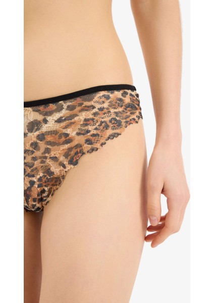 Leopar Desenli Dantelli Brazilian Külot E6987AX25SP