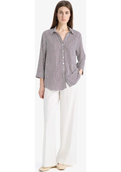 Regular Fit Kareli Uzun Kollu Gömlek