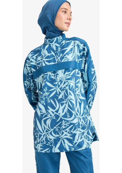 Regular Fit Su İtici 3'lü Desenli Burkini Tesettür Mayo Takım E7996AX25HS