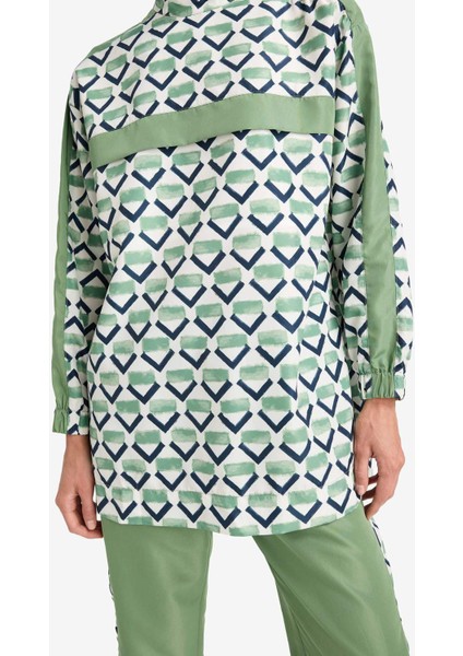 Regular Fit Su İtici 3'lü Desenli Burkini Tesettür Mayo Takım E7996AX25HS