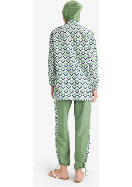 Regular Fit Su İtici 3'lü Desenli Burkini Tesettür Mayo Takım E7996AX25HS