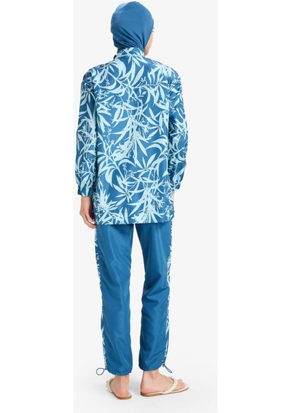 Regular Fit Su İtici 3'lü Desenli Burkini Tesettür Mayo Takım E7996AX25HS