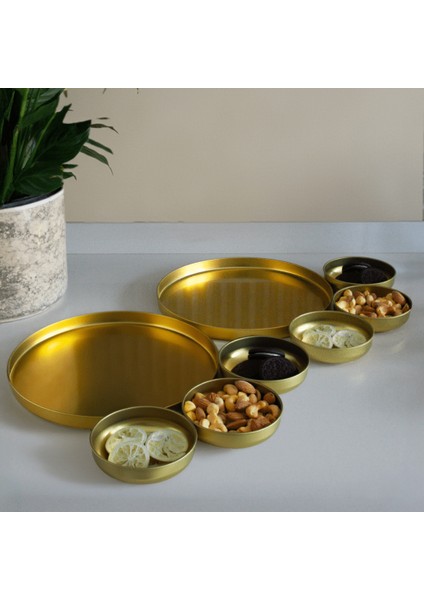 Home 2'li Sunumluk Tepsi ve 6'lı Çerezlik Servis Seti