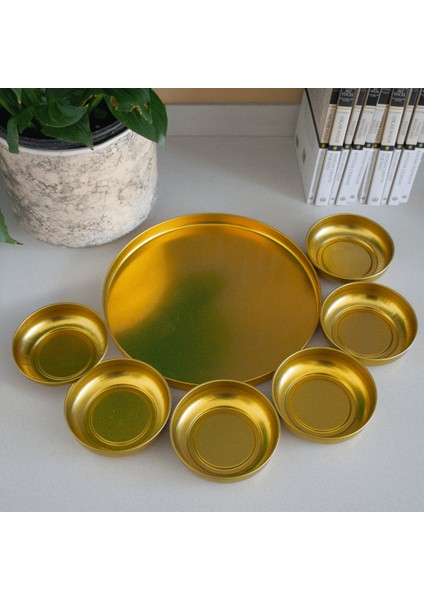 Home 2'li Sunumluk Tepsi ve 6'lı Çerezlik Servis Seti