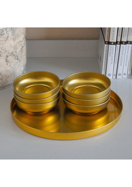 Home 2'li Sunumluk Tepsi ve 6'lı Çerezlik Servis Seti