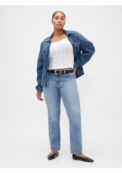 Kadın Açık Mavi Curvy Low Rise '90S Jean Pantolon fırsatları