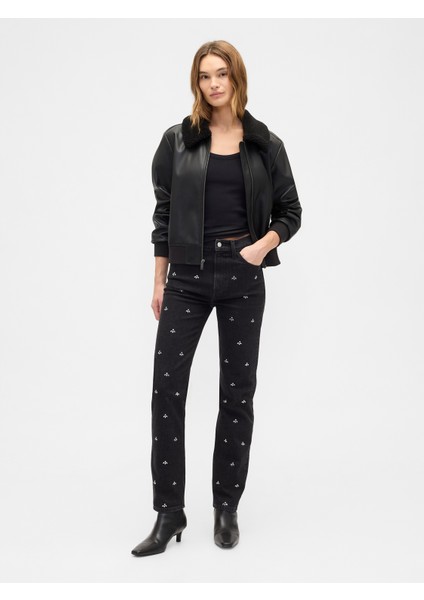 Kadın Siyah High Rise '90S Original Straight Jean Pantolon