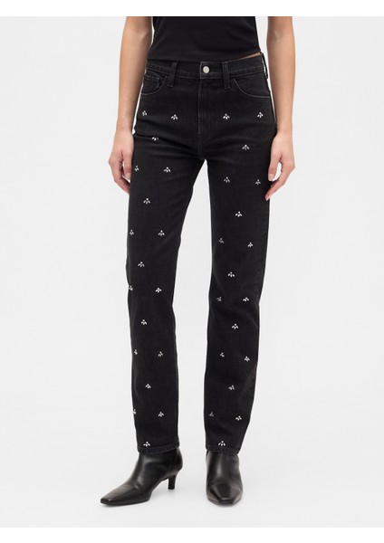 Kadın Siyah High Rise '90S Original Straight Jean Pantolon